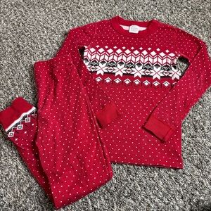 Hanna Andersson size 6/7 Red Heritage Fairisle Christmas Pajamas